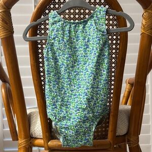 J. Crew Blue and Green Floral One Piece Swimsuit